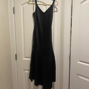 SATIN V-NECK MIDI SLIP DRESS - EXPRESS
